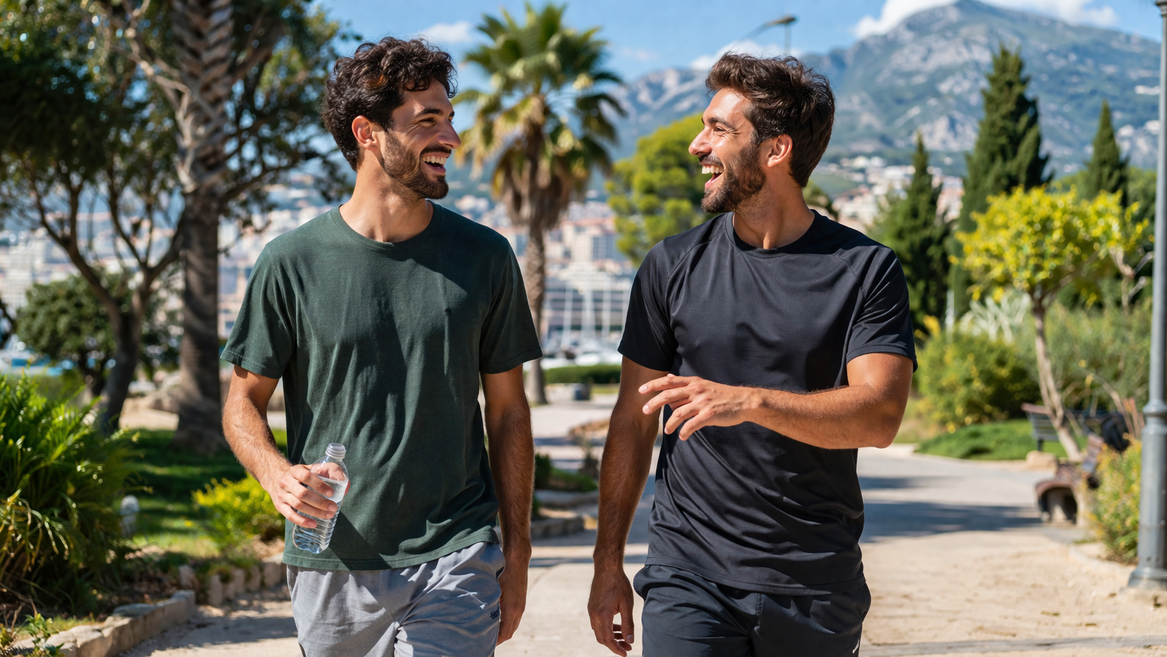 Ζευγάρι που περπατά στο πάρκο με χαρά και ζωντάνια» /></div><p>Αυτή η απλή πρακτική δεν είναι «διαλογισμός» με τη μυστικιστική έννοια — είναι απλά ένα διάλειμμα από τον θόρυβο. Και πολλοί άνθρωποι αναφέρουν ότι μετά από αυτές τις πέντε λεπτές ηρεμίας, αισθάνονται μια ανανεωμένη αίσθηση ζωντάνιας και σαφήνειας.</p><h2>Αναπνοή και Κίνηση: Μαζί Λειτουργούν Καλύτερα</h2><p>Η συνειδητή αναπνοή δεν ανταγωνίζεται τη φυσική άσκηση — τη συμπληρώνει. Κατά τη διάρκεια κινήσεων (περπάτημα, διατάσεις, ακόμα και γρήγορο ανέβασμα σκαλιών), η εστίαση στην αναπνοή κάνει την εμπειρία πιο παρούσα και πιο αποτελεσματική.</p><p>Πρόσεξε: στο γρήγορο περπάτημα, συγχρόνισε 4 βήματα εισπνοή — 4 βήματα εκπνοή. Αυτός ο απλός συγχρονισμός κάνει το περπάτημα πιο ήρεμο και πιο ευχάριστο.</p><h2>Βράδυ: Η Αναπνοή ως Μετάβαση</h2><p>Αν δυσκολεύεσαι να αποκοπείς από τη βιασύνη της ημέρας πριν κοιμηθείς, η αναπνοή είναι ένα φυσικό σήμα για το σώμα ότι η ώρα ηρεμίας έχει έρθει. Πέντε βαθιές αναπνοές πριν ξαπλώσεις — βαθύτερα από ό,τι συνήθως — μπορούν να αλλάξουν τον τόνο της νύχτας.</p><div class=